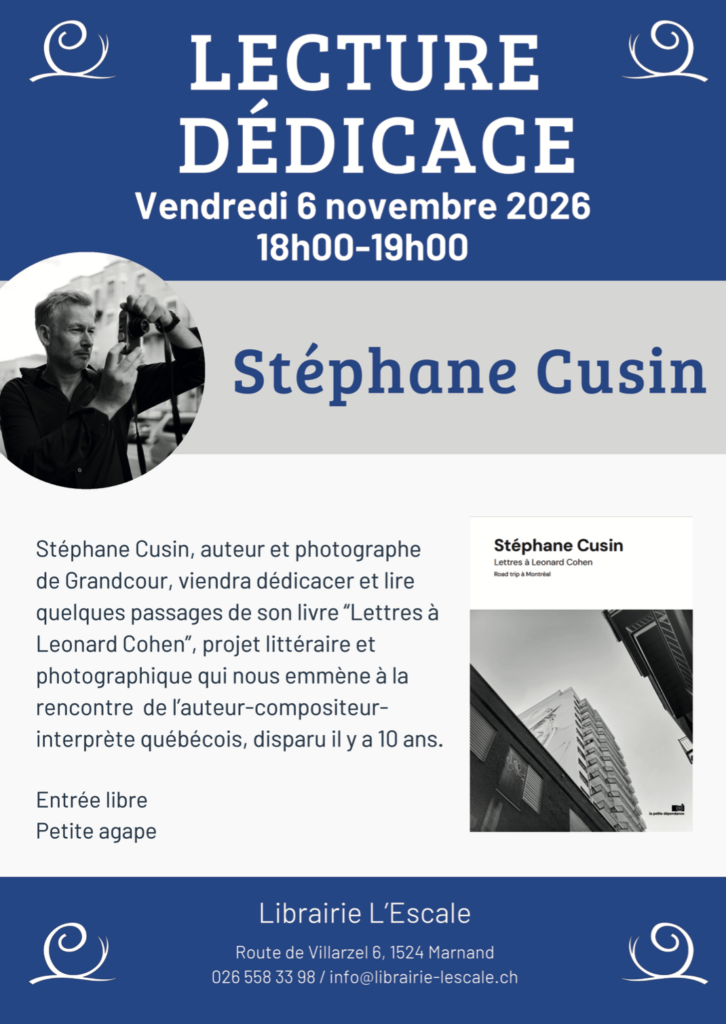 rencontre-dédicace 6 novembre 2026 avec Stéphane Cusin